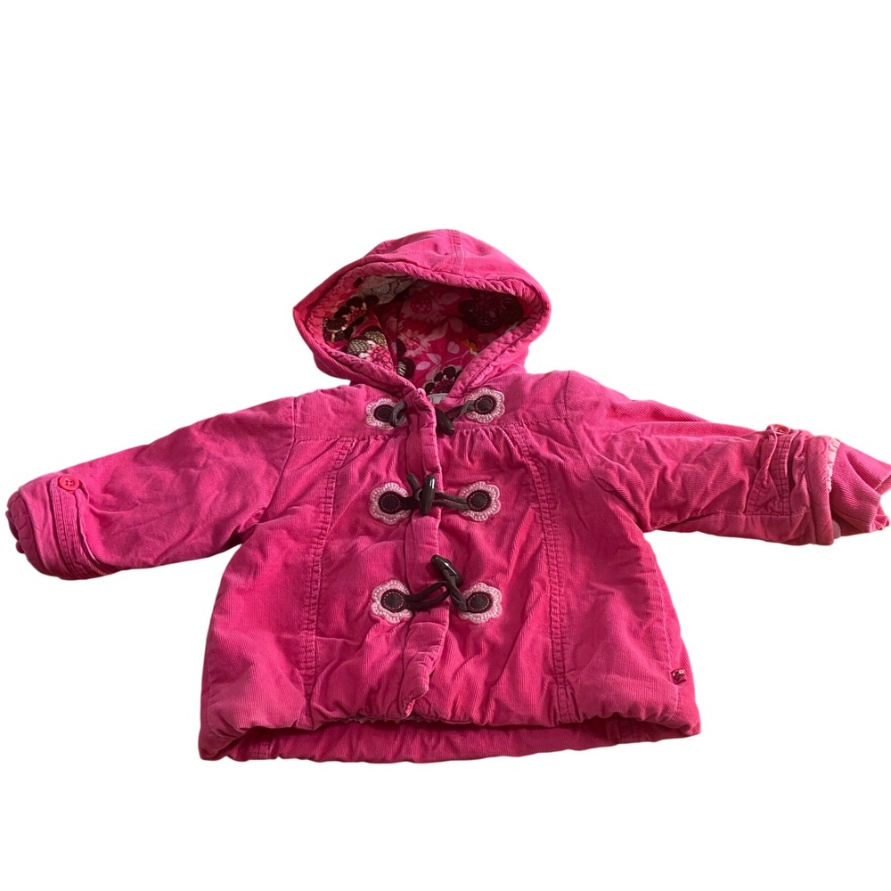 The Childrens Place Corduroy Jacket Kids Pink Sherpa Lined Toggle SIZE 12 Months